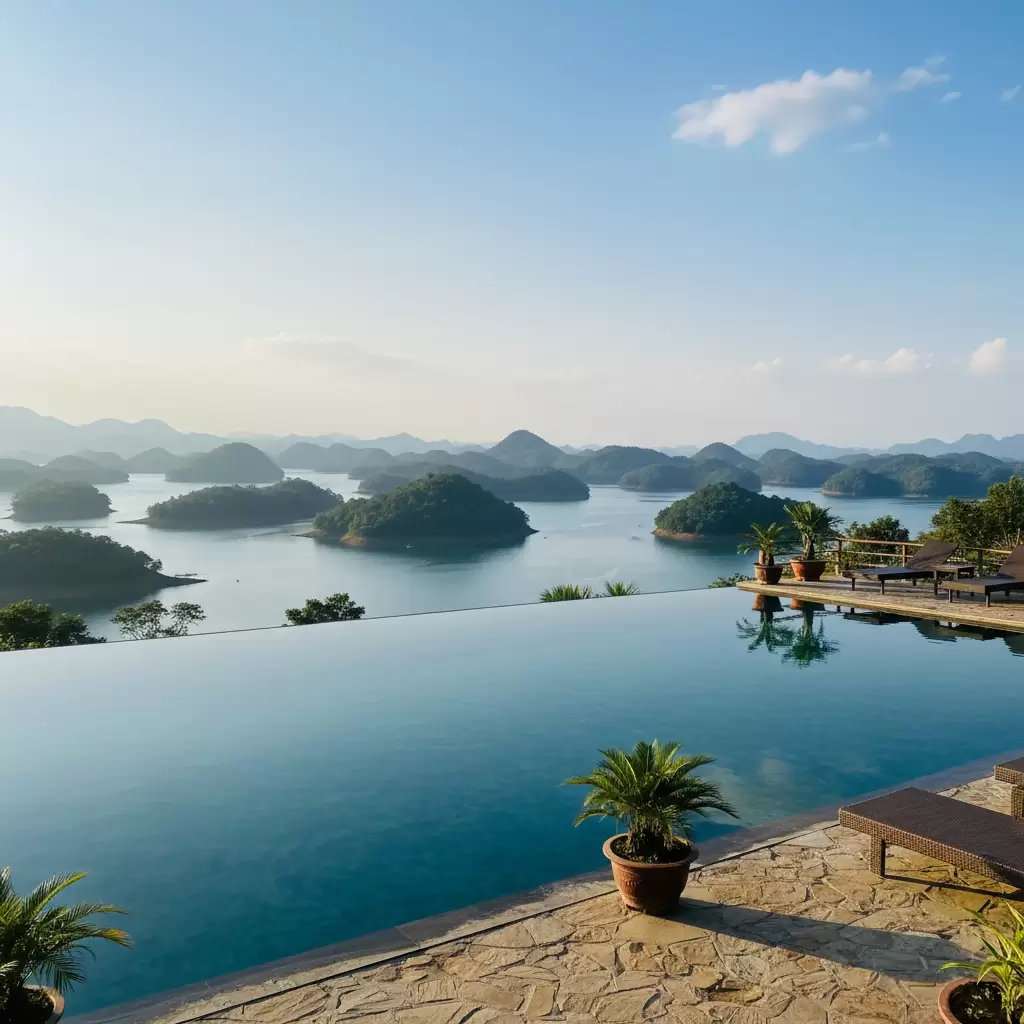 Hồ bơi vô cực với tầm nhìn bao trọn toàn cảnh hệ sinh thái hồ Tà Đùng