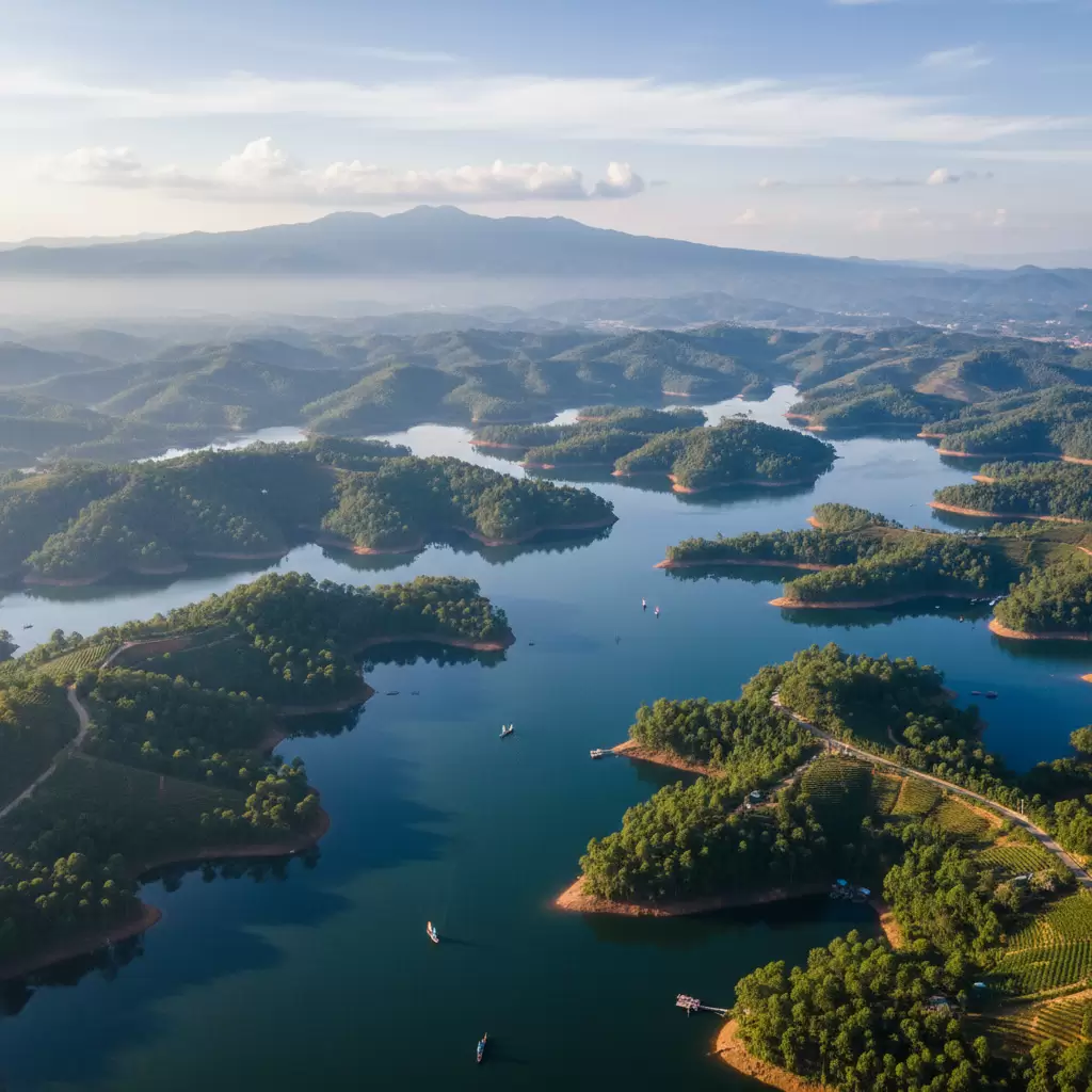 Toàn cảnh vẻ đẹp hùng vĩ của hồ Tà Đùng với hàng trăm hòn đảo lớn nhỏ