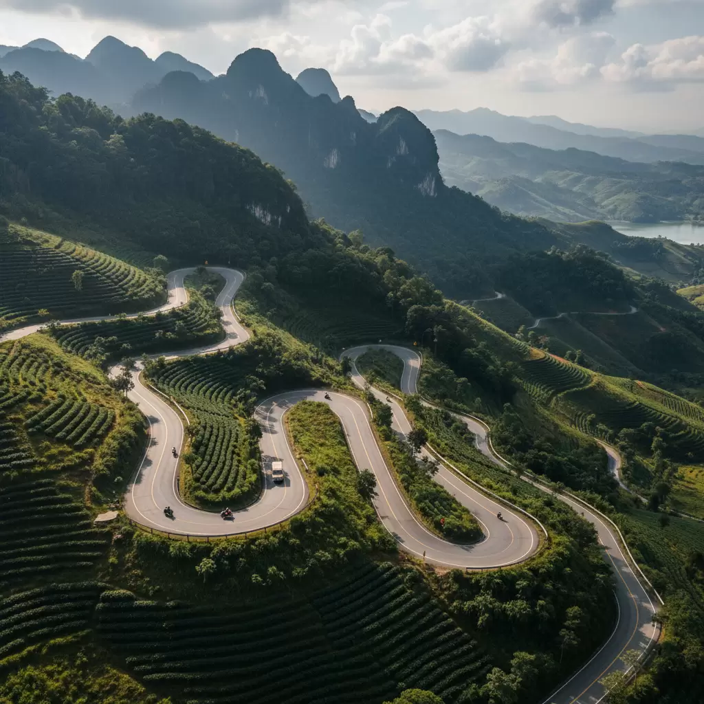 gemini_image_1769680058 Những cung đường đèo dốc tại Đắk Nông đòi hỏi kỹ năng lái xe vững vàng