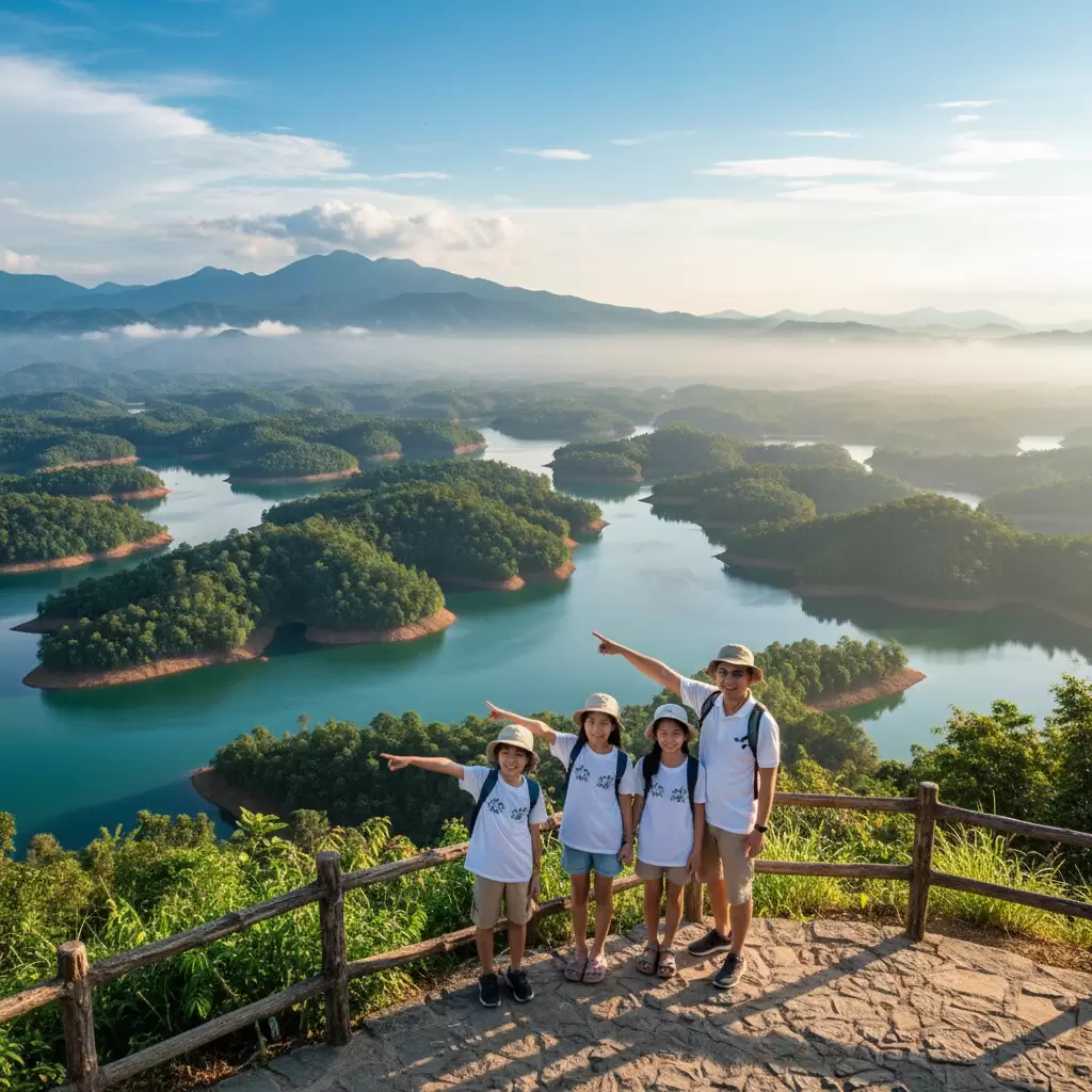 gemini_image_1769680673 Gia đình cùng nhau tận hưởng không gian thiên nhiên xanh mát tại Đắk Nông