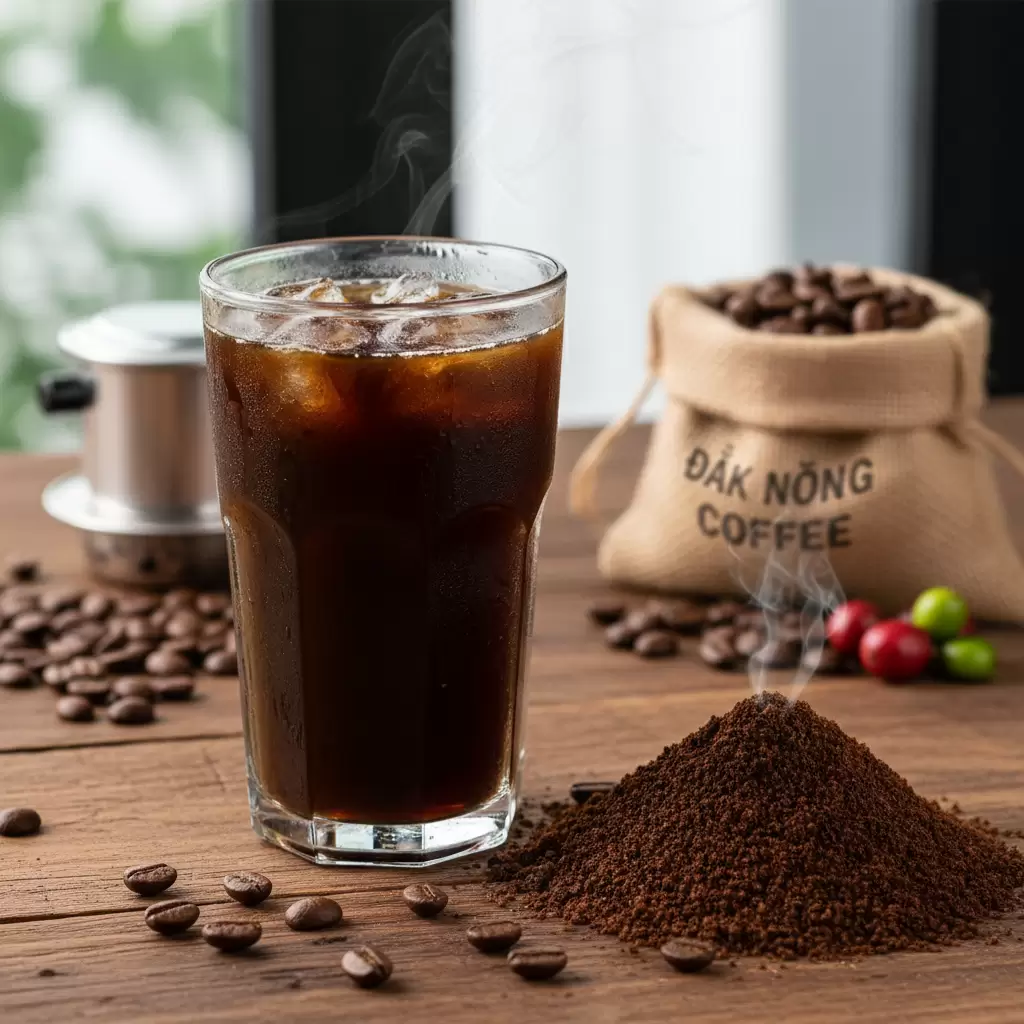gemini_image_1769680970-1 Cà phê Đắk Nông mang hương vị đậm đà của vùng đất đỏ bazan