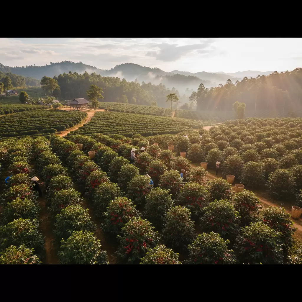 Vùng nguyên liệu cà phê trù phú tại Tây Nguyên