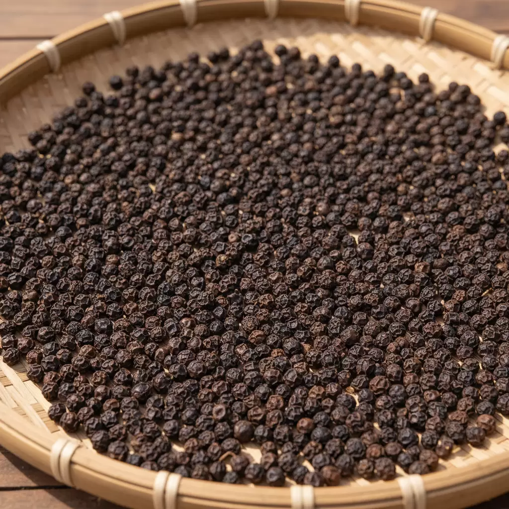 Hạt tiêu Đắk Nông chuẩn có kích thước đồng đều và lớp vỏ nhăn nheo tự nhiên
