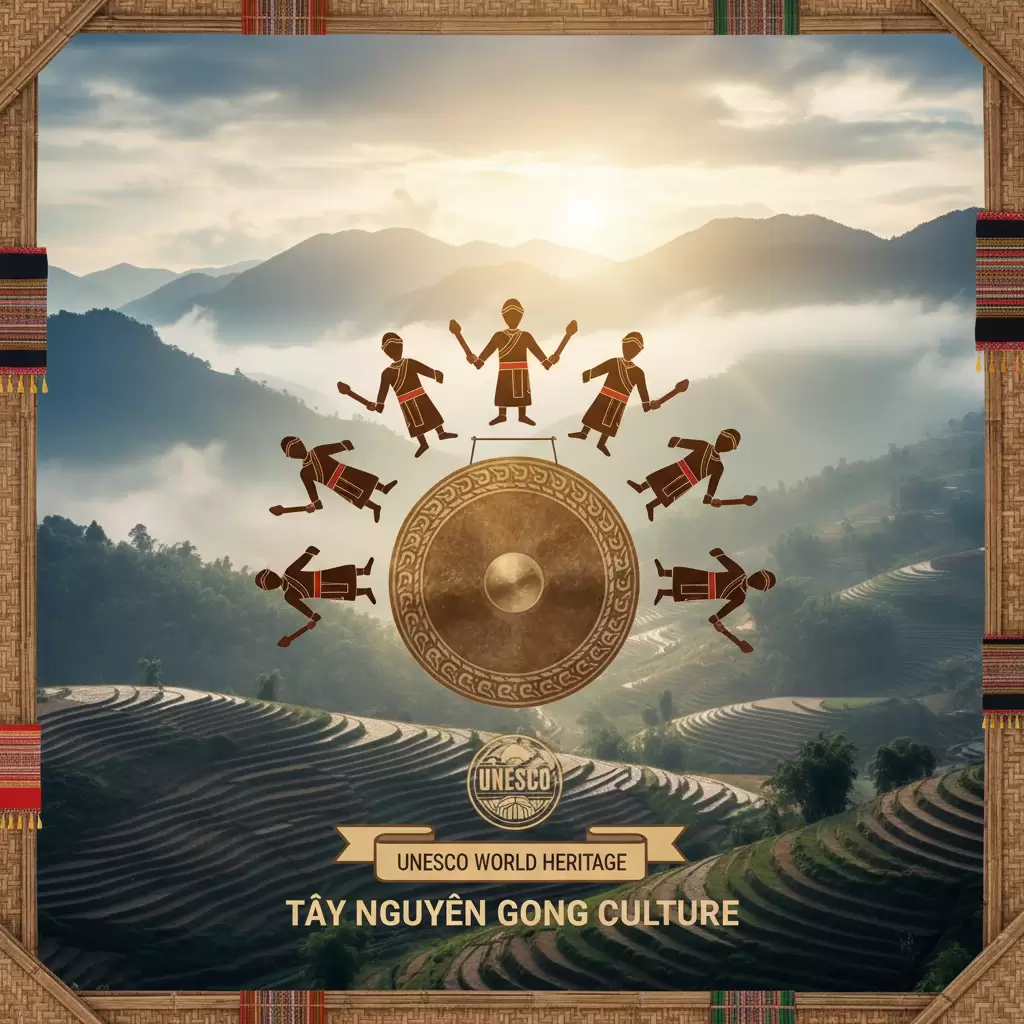 gemini_image_1769683980 Cồng chiêng là di sản văn hóa phi vật thể đại diện của nhân loại