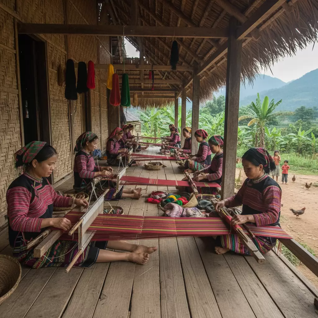 Trải nghiệm học dệt thổ cẩm cùng đồng bào dân tộc tại địa phương