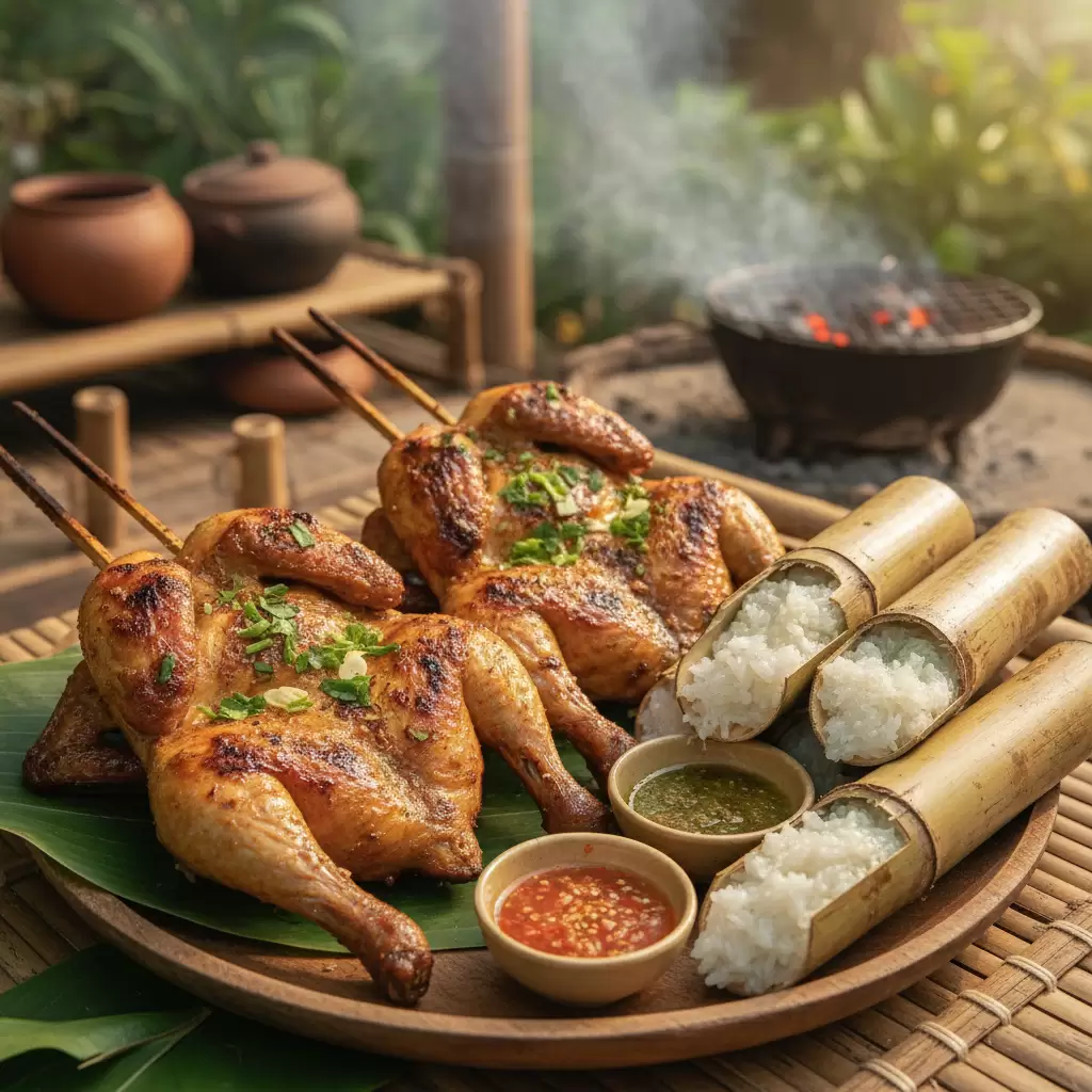 Gà nướng cơm lam  Món ăn không thể bỏ qua khi đến Đắk Nông