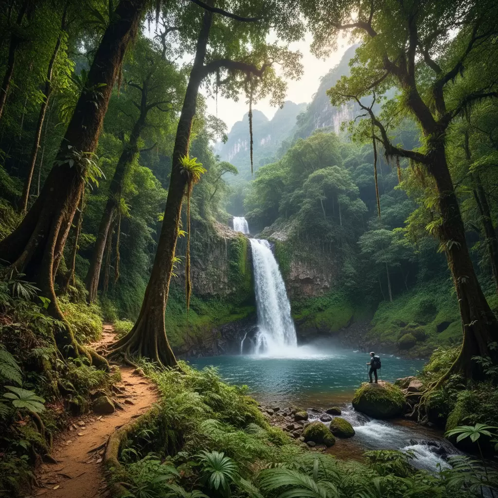 gemini_image_1769686458 Khám phá vẻ đẹp hoang sơ nhưng đầy thách thức của núi rừng Đắk Nông