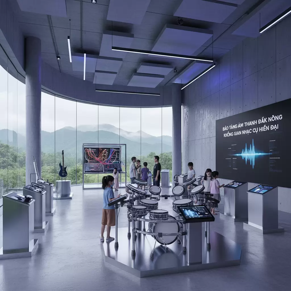 gemini_image_1769688161-1 Không gian trải nghiệm âm thanh độc đáo tại Bảo tàng Âm thanh Đắk Nông