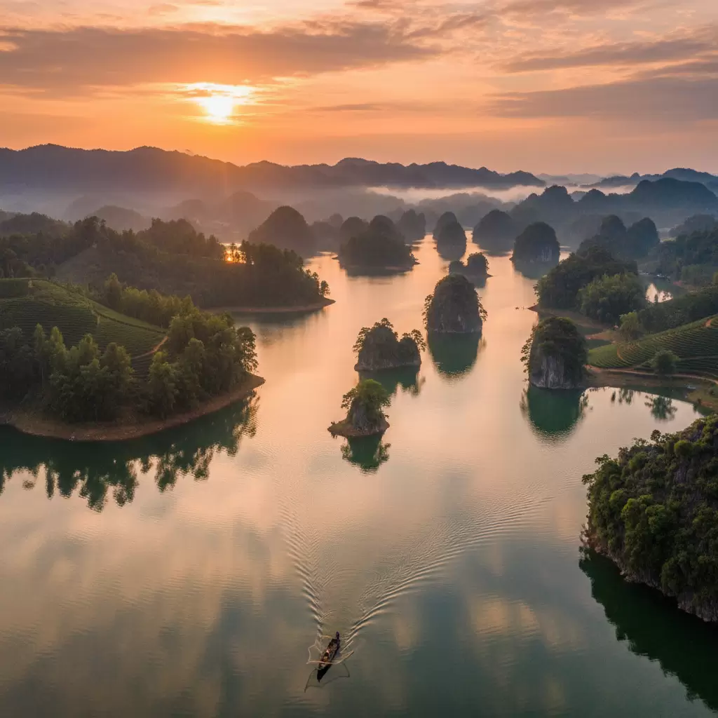 gemini_image_1769688503 Vẻ đẹp hoang sơ và hùng vĩ của núi rừng Đắk Nông nhìn từ trên cao