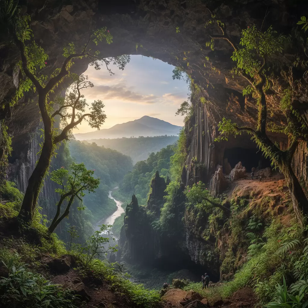 gemini_image_1769689375 Khám phá hệ thống hang động núi lửa kỳ vĩ tại Công viên địa chất