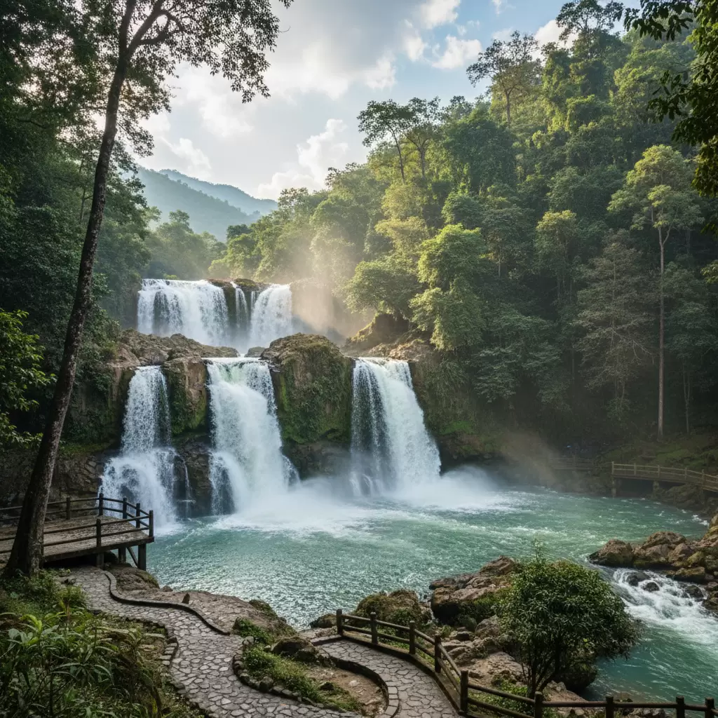 Thác Liêng Nung với vẻ đẹp huyền ảo và tráng lệ giữa rừng già